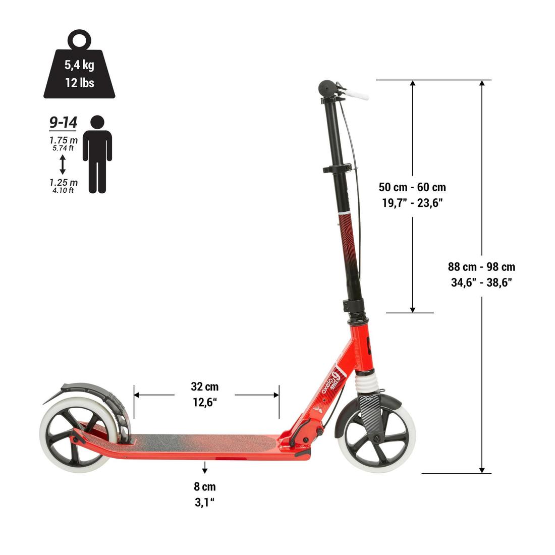 OXELO(オクセロ) キックスケーター Mid 9 大人～キッズ用