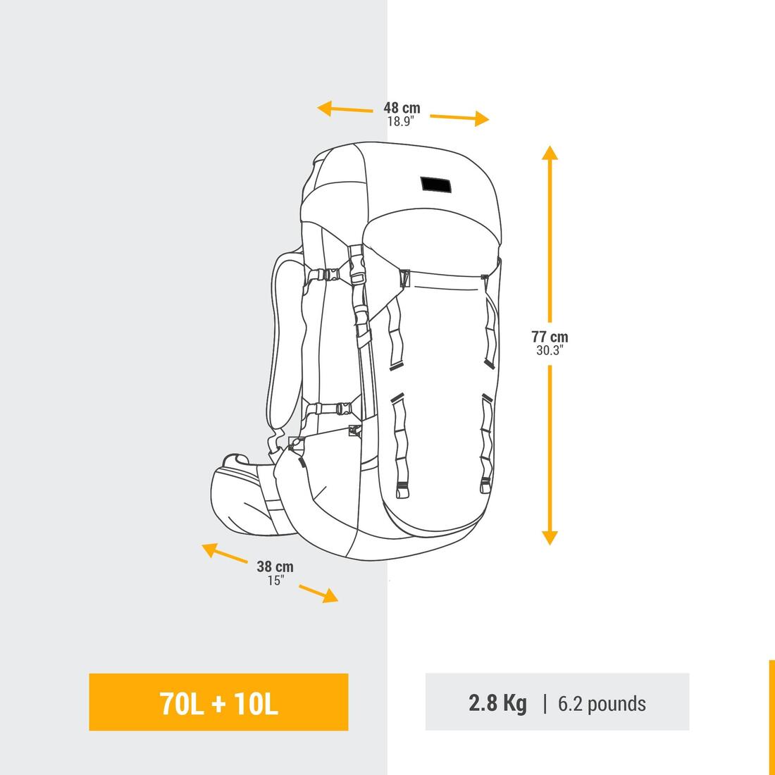 FORCLAZ (フォルクラ) 登山・トレッキング メンズ バックパックSymbium MT900 70+10L