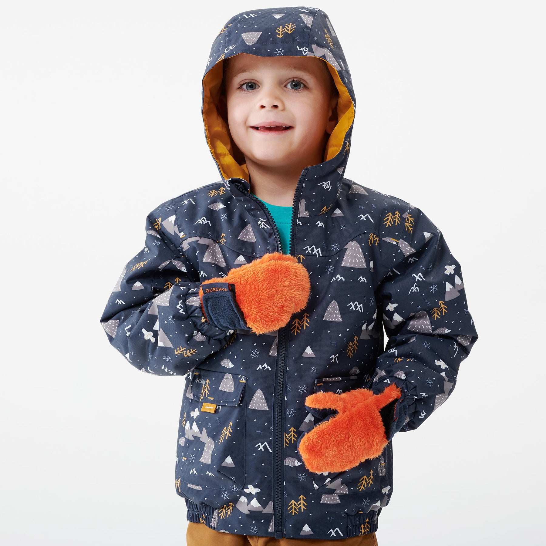 QUECHUA（ケシュア）登山・スノーハイキング ジャケット リバーシブル 防水 中綿 保温 ウォーム SH 100 - 男の子（2-6