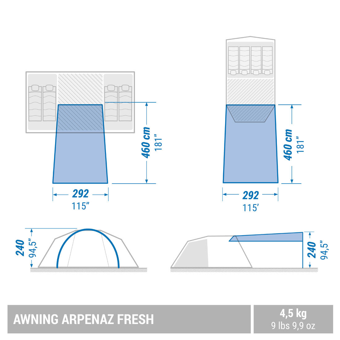 QUECHUA (ケシュア) キャンプ テントエクステンション・タープ AWNING ARPENAZ FRESH