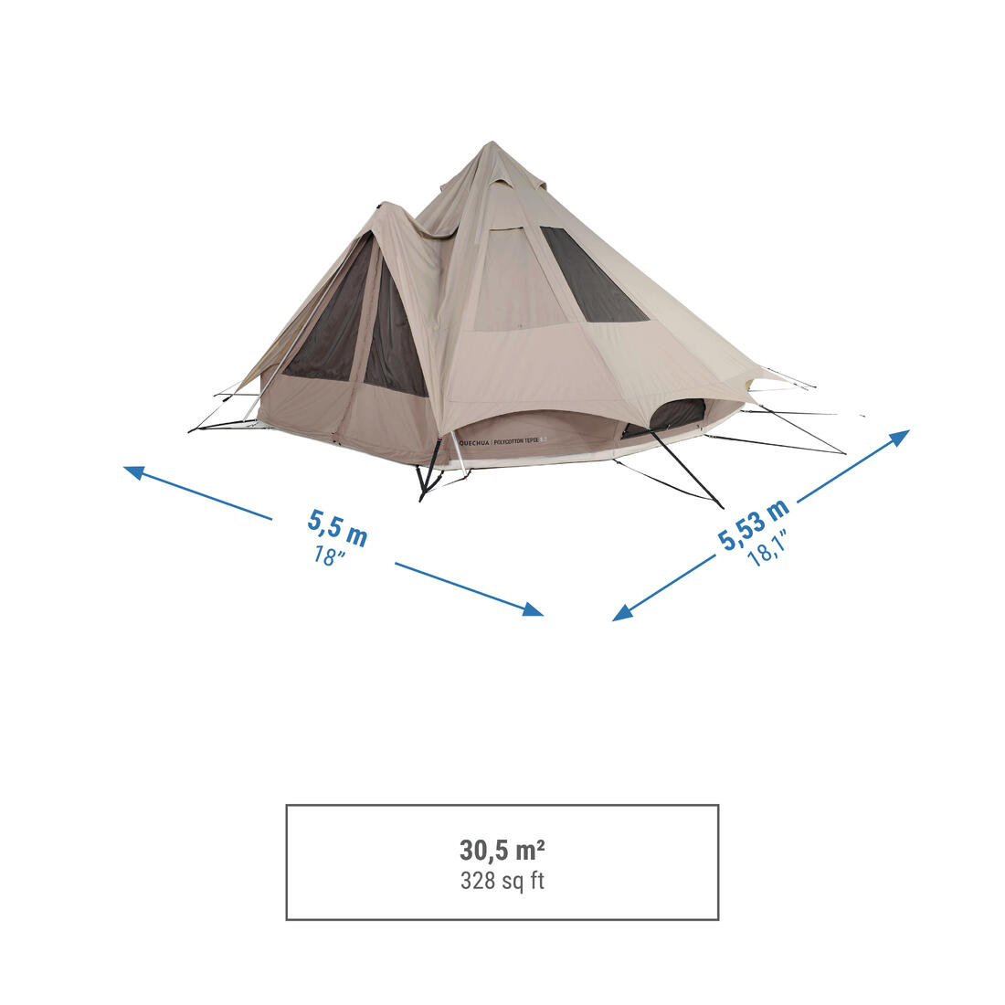 QUECHUA (ケシュア) キャンプ ティピー型テント ポリコットン 5人用 2ルーム